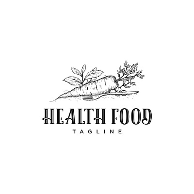 Health food logo vintage carrot food fruit health nature vintage