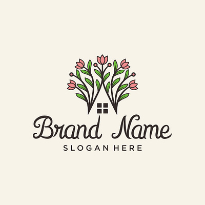 Flower home logo flower hause home logo nature