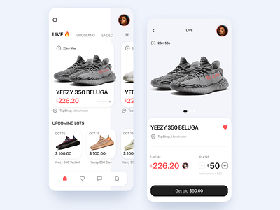 Bunny Hop - Trainers Auction App appdesign auctionapp design figma mobileapp mobiledesign snickersapp trainersapp ui uidesign ux uxdesign