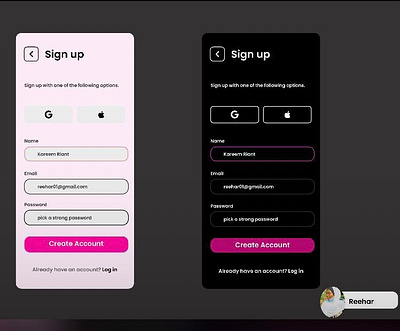 Sign up page…Dark mode and Light mode 😍😍 ui uiiux