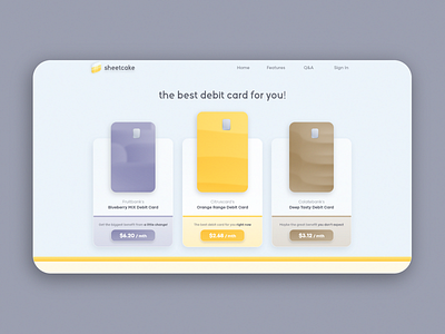 Sheetcake: Debit cards for your taste card glassmorphism suggestion ui web design