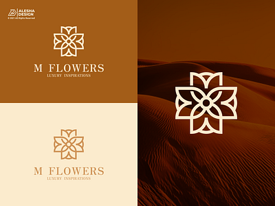 M Flowers Logo Design awesome branding desert design elegant flowers grid icon initial initials inspirations jewelry letters logo luxury m modern rose unique vector