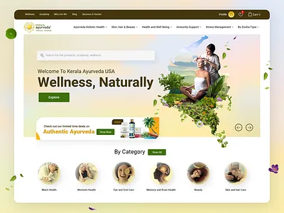 Ayurveda Website ayurveda concept design header homepage layout page ui uiux website