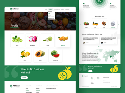 Web Development - Patidar Overseas agriculture branding contact form design devlopment export fruits green landing page logo menu navigation overseas typography ui ux webdesign
