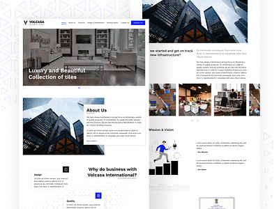 Web Developement - Volcasa International banner black blue branding contact form design development export floor hero section infographics logo menu navigation table view tiles typography ui ux web design