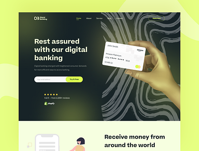 Digital Banking Landing Page Web Concept! bank bank card banking banking app banking web creative crypto cryptocurrency digital banking finance finance app financial financial technology fintech mobile banking money trading uiux web website design