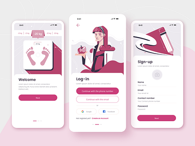 Food Tracker App - Login design illustration ui ux vector