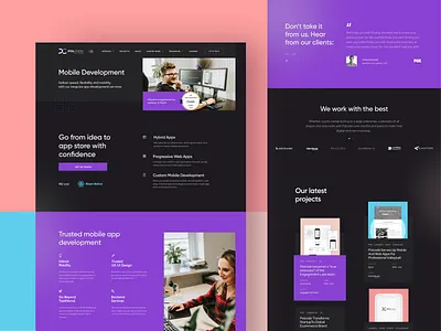 Software House Landing Page - Polcode case studies clean clean design dark mode design flat design hybrid apps landing page mobile development pastel colors process progressive web app redesign software development software house testimoinals violet vibe website