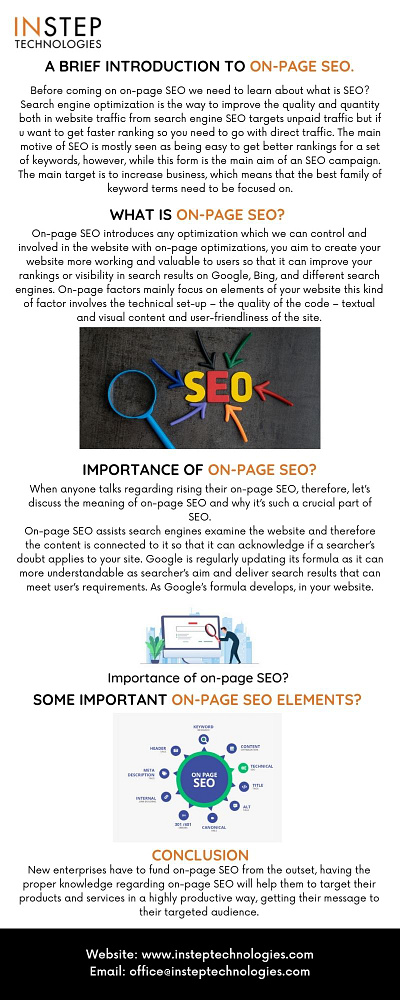 A Brief Introduction to On- page SEO. digital marketing instep insteptechnologies