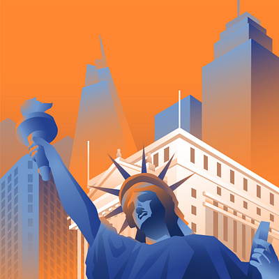 Digital Accessibility lawsuits in New York america blog flat illustration liberty newyork orange vector