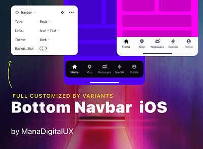 Bottom Navigation bar for iOS. Free figma file. app design figma freebie ios mobile app navigation bar tabbar template ui