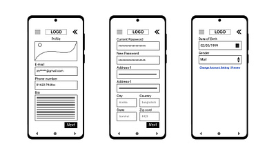 Mobile Apps wireframe 3 banner ads branding cosmetics design illustration logo nighty page cover photo thames ui