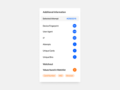 Fraud Information Snippet app dashboard design info information modal popup saas site snippet stats tool ui ux web