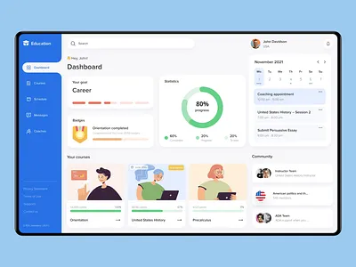 Gamification Tool for Online Learners animation course dashboard design educational interface online learning platform schedule statistics ui ux web