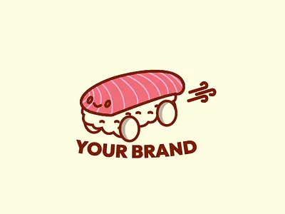 cute racing sushi logo branding design illustration logo vector