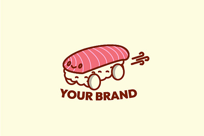 cute racing sushi logo branding design illustration logo vector