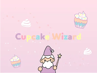 Cupcake Wizard branding design illustration