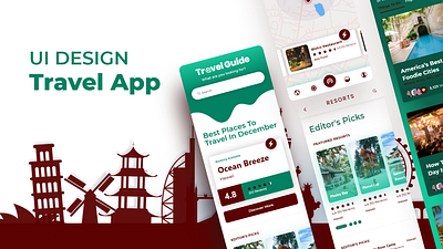 Travel App UI UX Design app branding design icon illustration logo presentation travel app typography ui ui ux ux vector