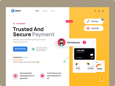 Payment Checkout Website Design design finance finance web design header landing page payment sale ui hut uihut uipayment uiux design uiux design agency web design website design