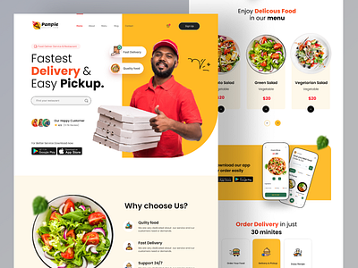 Food Delivery Landing page app designer design designer e commerce website food delivery landing page online food order popular shot restaurant restaurant app resturant homepage resturant web tazrin trendy ui uiux web designer website design website designer