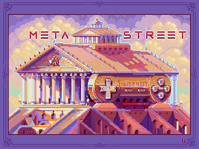 Bank of Metaverse Credit 4 NFT [pixel art] 16bit 8bit aseprite bank bank building crypto cryptopunk dotpict illustration landscape nft pixel art pixel artist pixelart pixels retro art sprite temple video games vintage