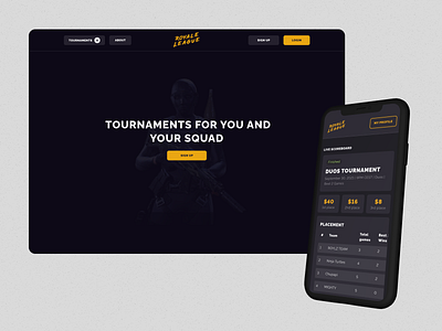 Royale League - Call of Duty: Warzone Tournaments dark dark ui design figma mobile app ui web mobile