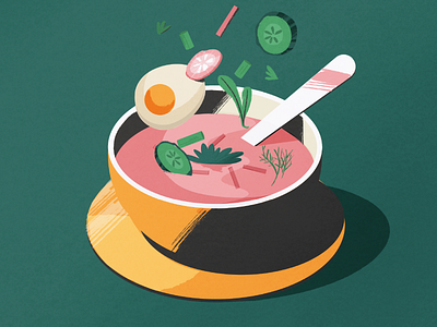 Cold Beetroot Soup flat food illusra illustration latvian recipe recipes soup textures