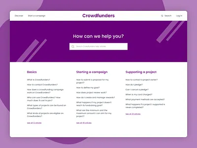 Daily UI 092 - F.A.Q. crowd funding crowdfund crowdfunding dailyui dailyui092 design f.a.q. faq figma frequently asked questions help questions ui website website design