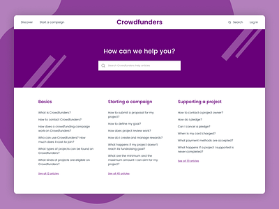 Daily UI 092 - F.A.Q. crowd funding crowdfund crowdfunding dailyui dailyui092 design f.a.q. faq figma frequently asked questions help questions ui website website design