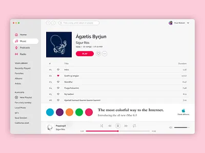 Daily UI 098 - Advertisement ad advertisement app apple dailyui dailyui098 design figma g3 imac imac g3 mac music music player player think different ui web app