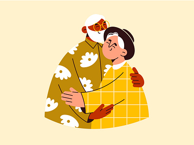 Elderly Couple 2d illustration character design cute elderly couple flat flat illustration flat portrait flat vector art graphic design happy illustration minimal minimal style modern modern portrait soft trendy vector graphics vector illustration warm