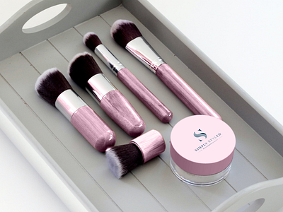 Makeup Brushes and Pot branding design logo