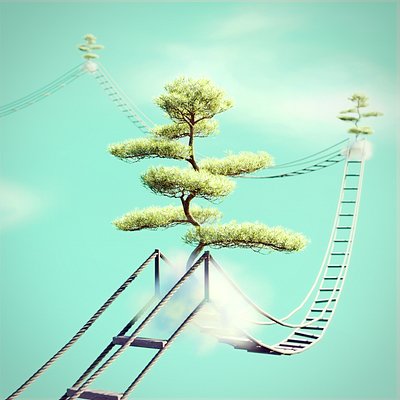 Trees In the clouds 3d cgi cloud fantasy graphic design motion graphics nft sky tree