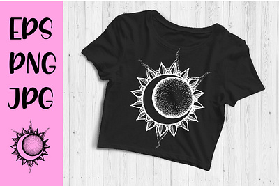 Patterned moon illustration, the eclipse png graphic illustration logo mandala vector иконопись