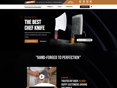 Khalifa Knives design landing page landing page design