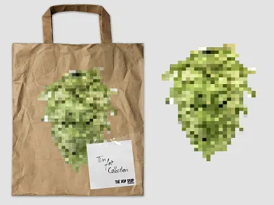 Hop Shop bag - Hop Pixel Art bag beer branding brewery brewing brown bag craft beer england hop hops illustration ink logo organic paper