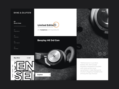 B&O ____ Heardphone brand branding clean dark design font heardphone interface limited minimal music nft tech technology top typography ui uidesign uiuxdesign website