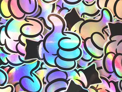 👍 Holographic Stickies! 1930s 1940s 30s 40s cartoon cartoon character character character design comic design hand holographic illustration retro sticker sticker mule thumbs up vector vintage