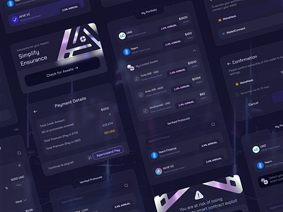 UnoRe Portal: Crypto Insurance 2021 assets branding crypto dark dark mode dashboard design holografic insurance portal protocols tokens ui ui assets unore ux website