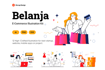 Customizable E-commerce Illustration from Draftik ecommerce ecommercedesign figma illustration illustrationkit mobileapp startup website