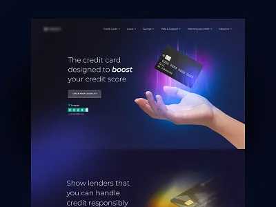 Banking Homepage Concept - Credit Card bank banking card colour credit credit card dark mode finance glow homepage moody nft typography ui web website design