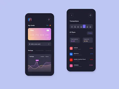 Finance App application dark mode design finance mobile mobile app ui ui ux design ux web web design
