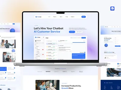 HAIchat - AI Chatbot Service Website ai aichat aichatbot blue chat chatbot clean gradient landing page modern omnichannel purple robot saas