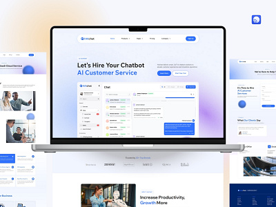 HAIchat - AI Chatbot Service Website ai aichat aichatbot blue chat chatbot clean gradient landing page modern omnichannel purple robot saas