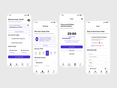 StudyPal App – Your smart study companion! app design education focus goalsetting graphic design mobile app staymotivated studyapp studybuddy studypa studysmarter timemanagement ui uiux ux