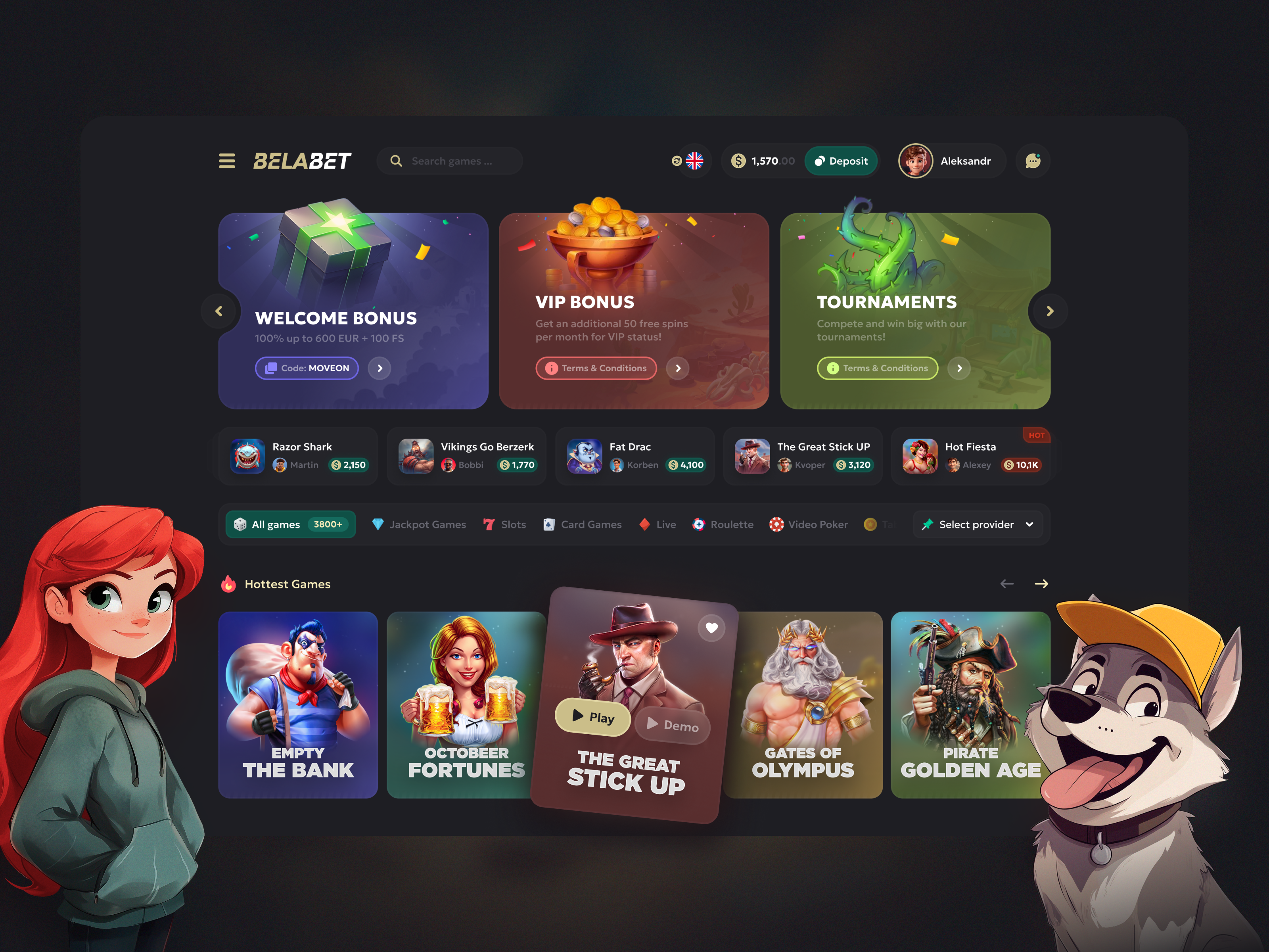 Example of Online Casino (Desktop + Mobile)