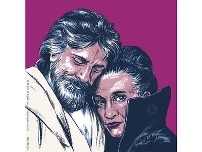 Luke Skywalker and General Leia art carrie fisher digital art digital illustration fan art general leia huely huely 2021 huely challenge huely2021 illustration limited colour palette limited colours luke skywalker mark hamill portrait portraiture star wars star wars: the last jedi the last jedi