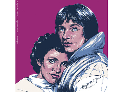 Luke Skywalker and Princess Leia art carrie fisher digital art digital illustration empire strikes back fan art huely huely 2021 huely challenge huely2021 illustration limited colour palette limited colours luke skywalker mark hamill portrait portraiture princess leia star wars the empire strikes back