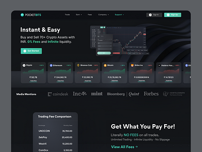 PocketBits Landing Page cryptocurrency design landing page ui ux web webdesign