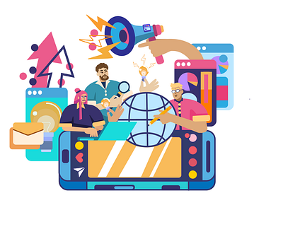 Vector art for the new website of MCreach. 2dart branding conceptofbrand design digitalart flatillustration illustration logo ui vector